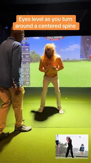 Eyes level as you turn around a centered spine #golf #golfswing #golflesson #spine #dfw