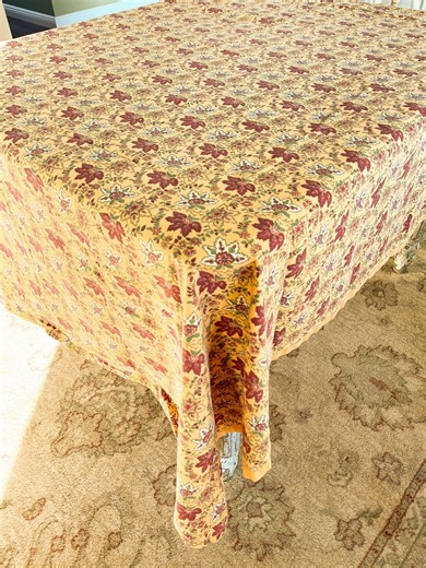 Beautiful Vintage French Provençal Ochre Yellow Floral Large Rectangular Cotton Tablecloth, 75x59 Inches, Found in Provence - Etsy