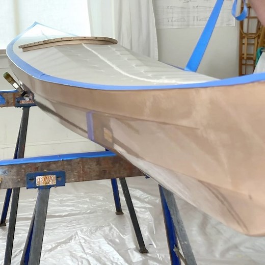 Cape Falcon Kayak on Instagram: "Flat Deck Sailing-Catamaran F1 kayak build. Post 10, coating the kayak. . Coated the kayak with the same two part polyurethane we always use. This stuff goes on in four layers wet on wet over the course of a single day. That’s about as close to a miracle as exists in the finishing world. . It’s not recoatable but it’s quite tough, people generally get around five years or 5000 miles out of a skin, and sometimes twice that with careful use. I almost always use fou