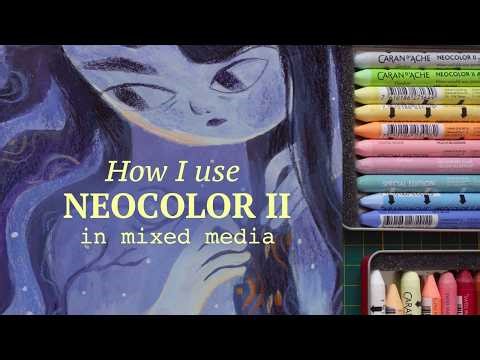 Using Neocolor II in Mixed Media ✦ Full Illustration Process