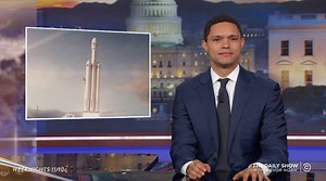 America is captivated by Elon Musk's triple-penis-shaped rocket with a sports car inside. http://on.cc.com/2C275qH | The Daily Show