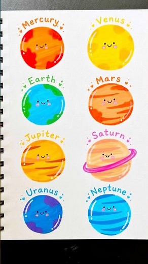 Cute Planet Drawing Tutorial for Kids | Solar System Drawing with Ohuhu Acrylic Brush Pens #kidsart