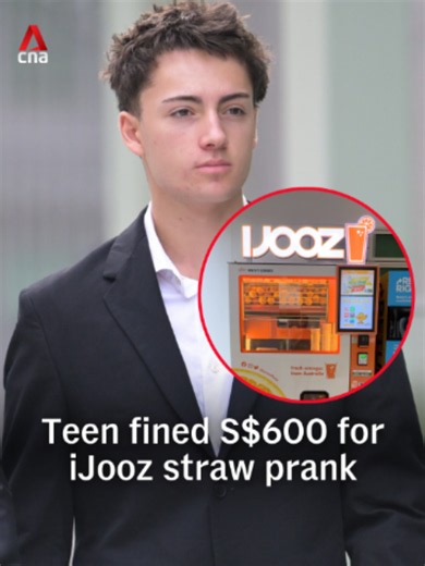 A teenager who posted a video of himself licking a straw and returning it to an iJooz vending machine was fined S$600 (US$465) for public nuisance on Thursday (Jul 30). Didier Gaspard Owen Maximilien, a 19-year-old French national, pleaded guilty to one count of public nuisance. His lawyer said the teenager was