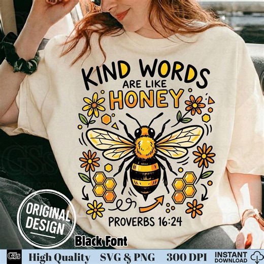 Honey Bee Christian PNG, Bible Verse, Retro Doodle (digital Download) - Etsy