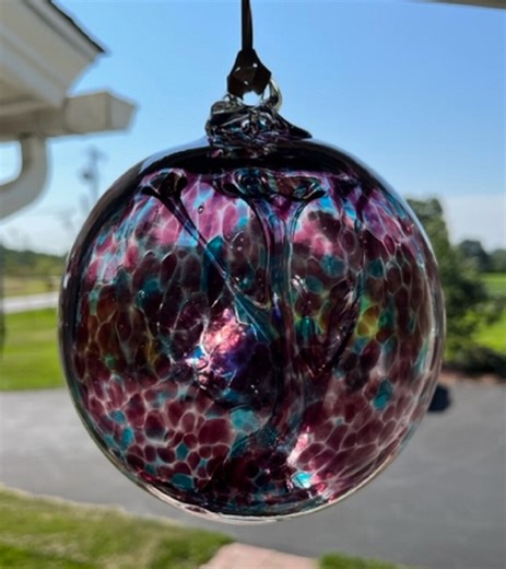 Hand Blown Glass Witch Ball Suncatcher: Violet Window Ornament 6" #53 - Etsy