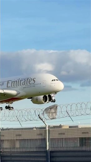 Emirates Airbus A380-861 coming from Dubai to landing Heathrow Airport London