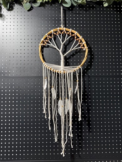 Bamboo Macrame Tree of Life Dream Catcher | Boho Wall Hanging With Feathers | White Dreamcatcher Decor - Etsy