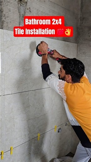 Bathroom 2x4 Wall Tiles Installation With Chemical || #shorts #ytshorts #explore #bathroom #tiles