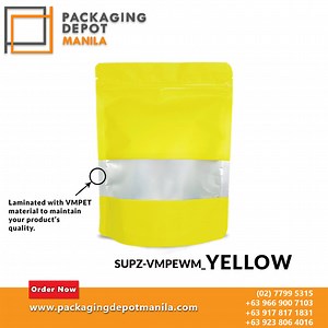 Pouch Anatomy 101 🤓 We don't just use any plastic for our pouches. The interior of our colored window pouches are laminated with premium VMPET material to maintain your product's freshness and quality! VMPET is a good barrier to light and oxygen, and is used as an alternative to pure aluminum. To know more about the different materials that go into our packaging, visit https://tinyurl.com/2mun8nb8 Shop online at www.packagingdepotmanila.com or send us a message in Facebook and mobile numbers. ☎