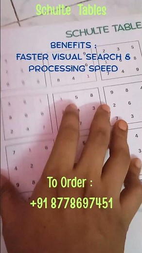 Schulte Table Grid (3×3 & 5×5) | A4 Size Laminated Brain Training Game for Kids & Adults