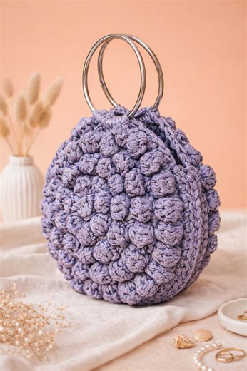Crochet Macaroon Bag Pattern | DIY Bubble Stitch Circle Bag (video Tutorial) - Etsy