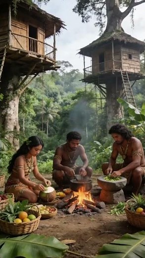 Jungle Life: Harvesting Tree Grapes, River Fishing & Cooking on Banana Leaves [AI Generated Video]