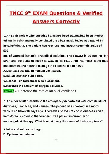 Tncc 9Th Edition Exam Latest Actual Questions And Verified A video