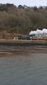 Back in business. 🚂⛴🛟 It's so great to see the steam train chugging along the coast again! Can you spot which Loco this is? 📸👋🏻 Snapped by Skipper Malcolm from The River Dart! #dartmouthsteamrailway #dartmouthriverboats #riverdart #southwest #roundrobin #rivercruise #southdevon #torbay #dartmouth #devon #familymemories #supportlocaldevon #supportdartmouth #explorethedart #steamtrain #steamtrains #steamtrainsofinstagram #thetrainoflights #dogfriendly #paddlesteamer #thechristmastrainoflights