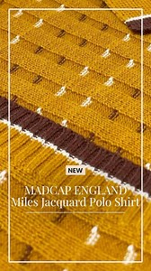 Madcap England Miles jacquard knit zip neck polo shirt in Buckthorn. Stylish textured weave front panel with inset off white and potting soil micro dash detail. Perfect for a sharp and stylish mod look. Available in store and online now. #madcapengland #madcapenglandpolo #knittedpolo #jacquardknit #mod #retropolo #jacquardpolo #modpoloshirt #polotop #poloshirt #vintagepolo #vintagestyle #retrostyle #atomretro | Atom Retro