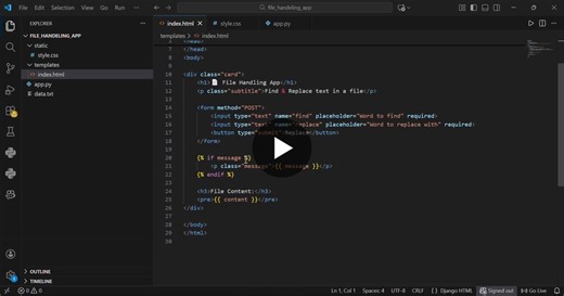 I’m glad to share the completion of Task 3 of my internship. I developed a Basic File Handling program using Python that reads data from a text file, performs operations such as finding and replacing… | Onkar Lagad