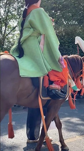 平安時代の女性も乗馬をしていた！？美しい葵祭の騎女、むなのりおんな。#kimono #文化財 #日本文化 #着物 #京都 #葵祭 #平安時代