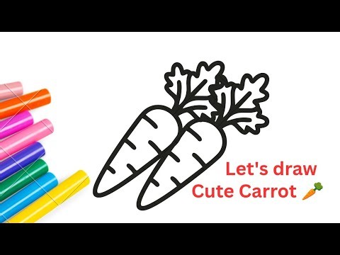 🥕 How to Draw a Cute Carrot | Easy Carrot Drawing for Kids