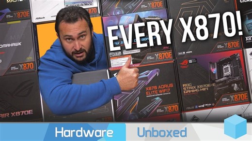 【4K】21款 AMD X870/X870E 主板开箱介绍与测试 | 作者：Hardware Unboxed | 机翻中文