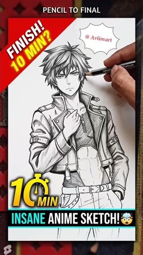 10 minat mein banaya ye Anime Character! 😱🔥 #drawing || How to draw anime