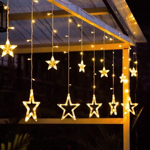 LED Star Curtain String Lights for Festive Decor
