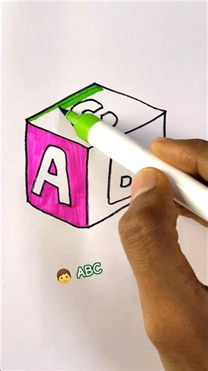 Colorful 🧒 Letter Blocks drawing for kids | ABC cube #shorts #ytshorts #drawing #art #kidsart