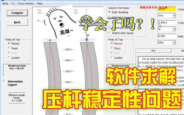 【材料力学压杆稳定性问题】MDsolids软件求解过程