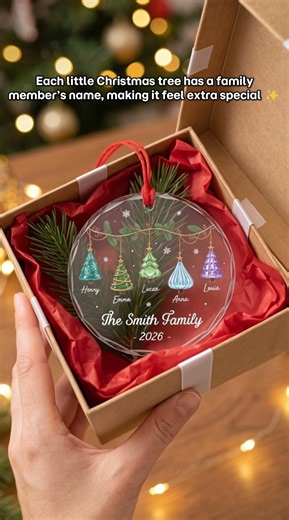 Personalized "Family Names" Glass Ornament - Custom Gift for Family