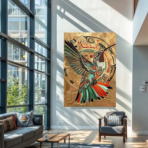 Native American Hummingbird Canvas Art, Tribal Style Bird Decor, Indigenous Southwestern, Nature Lover Gift, Modern Hummingbird Print - Etsy Canada