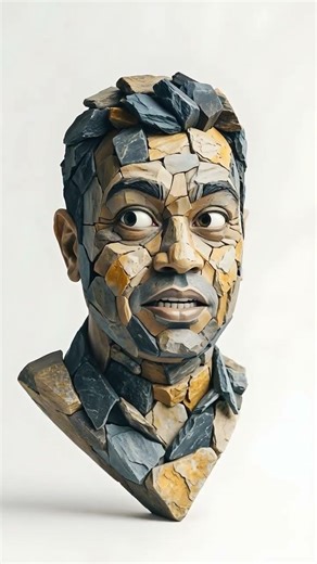 Stone Face Comes Alive… Then Falls Apart 😱 | Realistic AI Animation