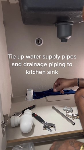 Tying Up Water Supply and Drainage Piping for Kitchen Sink