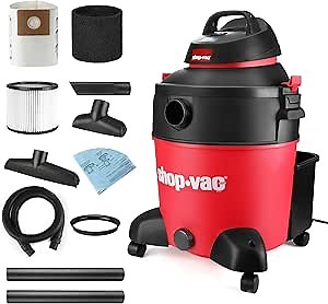 Shop-Vac 12 Gallon 5.5 Peak HP Wet/Dry Vacuum, SVX2 Motor Technology, 3 in 1 Function Portable Shop Vacuum with Cart, Attachments, Drain Port. 5973036