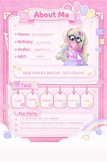Decided to try this! | NOT AI! MADE THIS MYSELF! • Heartopia profile MBTI about me! #mbti #heartopia #aboutme #profile #saggitarius
