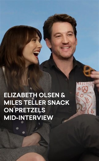 Elizabeth Olsen and Miles Teller snack on pretzels mid-interview 🤣🥨 'Eternity' is in UK cinemas December 5 🍿 | The Hook