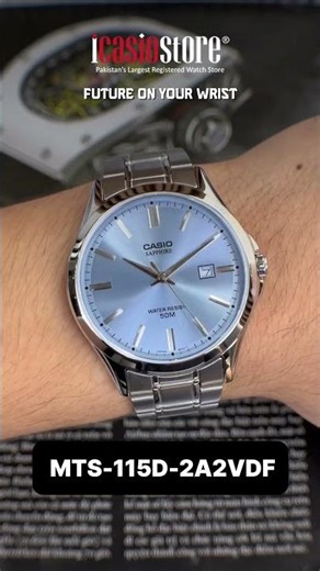 Refined elegance meets daily durability — Casio MTS-115D-2A2VDF with blue dial shine daily