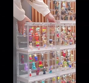 Acrylic Display Case - LED-Lit, 3 Layer Adjustable Clear Figure Display Case with Magnetic Door, Stackable Display Stand Box for Collectibles Action Figures