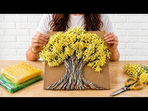 Amazing DIY Tree with Waste Plastic! 🌼🌳!