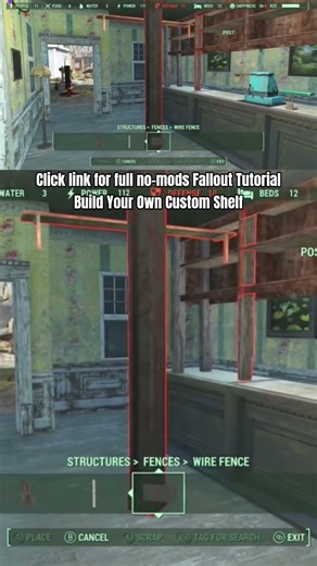 Build Your Own Custom Shelves no mods Fallout Tutoral