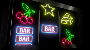 Classic Jackpot Slot Machine in Casino with Winning Dollar Signs