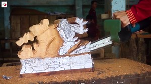 Epic anime battle from Attack on Titan carved in wood