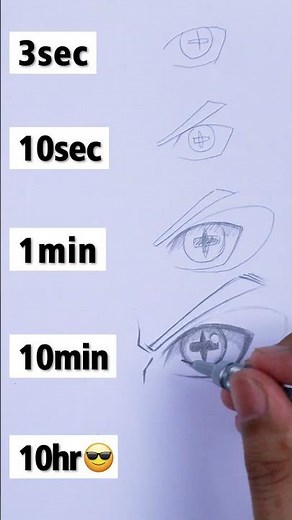 How to Draw Nine Tails Sage Mode Eyes in 10sec, 1min, 10min, 10hr🤯 #shorts #drawing #naruto