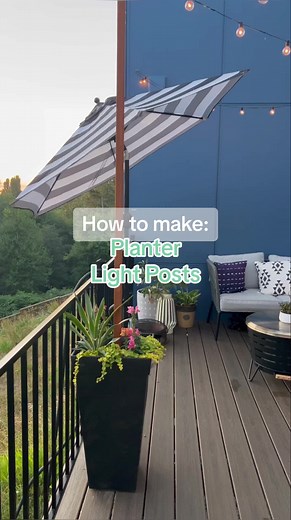 Upcycling my old planters into light posts for my string lights! This looks like it only took me 2 days, when in reality, it took me like 2 months. So don’t be fooled 😜 #diyproject #stringlights #outdoorplanter #outdoorliving #outdoordecore #planters #gardening #flowers #upcycled #diyhomedecor #outdoorlights