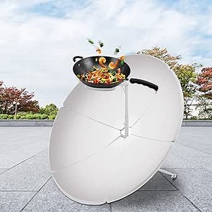 Solar Cooker, 59.05inch Parabolic Solar Cooker, Portable Camping Solar Cooker All Season, 800-1000°C/ 1472-1832°F Focal Spot Temperature for Cooking, Boiling Water and Heating