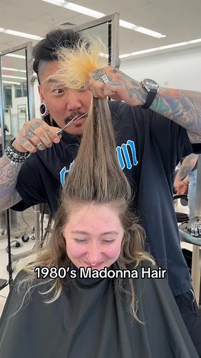 1.9M views · 39K reactions | 1980’s Madonna Haircut & Blonde Hair Color. Did we eat & leave no crumbs? #hairextensions #hairtransformation #hairtutorial #balayage #blondehair | Lindy and Jloo | Facebook