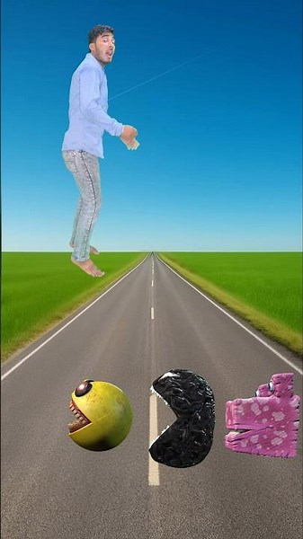 I jump on monster Pac Man vs big monster Pac Man game over #shorts #youtubeshorts #viral #funny #vfx