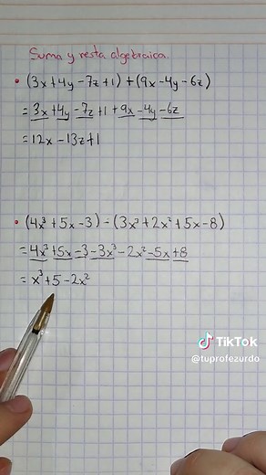 Suma y Resta de Expresiones Algebraicas