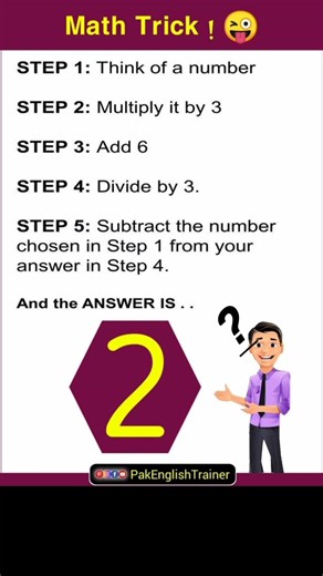 Think of a Number 🤔 | This Math Trick Will Blow Your Mind😲 (Answer is Always 2!)Try This Math Trick😜