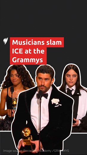 "F--- ICE": Several artists, including Bad Bunny, Billie Eilish, Olivia Dean and Kehlani, have used their 2026 Grammy Awards acceptance speech to speak out against United States President Donald Trump's sweeping immigration crackdown. "As grateful as I feel, I honestly don’t feel like I need to say anything but that no one is illegal on stolen land," Eilish said while accepting the Song of the Year award. Puerto Rican rapper Bad Bunny, won the award for best Música Urbana Album, also criticised