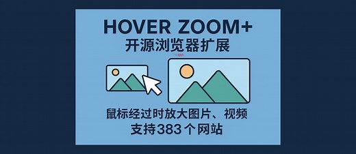 Hover Zoom+ 开源浏览器扩展：鼠标经过时放大图片、视频，支持 383 个网站 - 小众软件