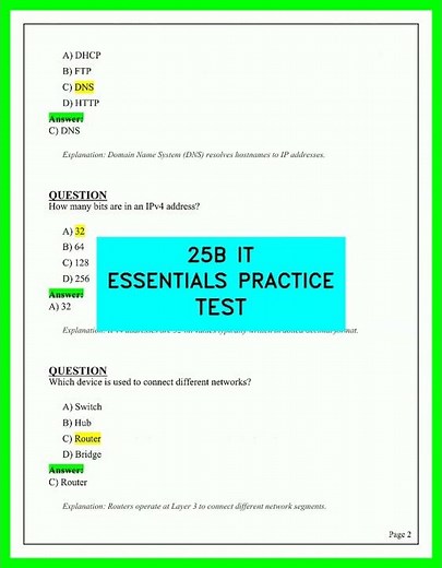 IT ESSENTIALS PRACTICE TEST 25B Updated Exam Practice Questions and Answers Study Guide 2026 Video